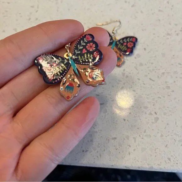 Acrylic Floral Butterfly Earrings - Picture 5 of 8